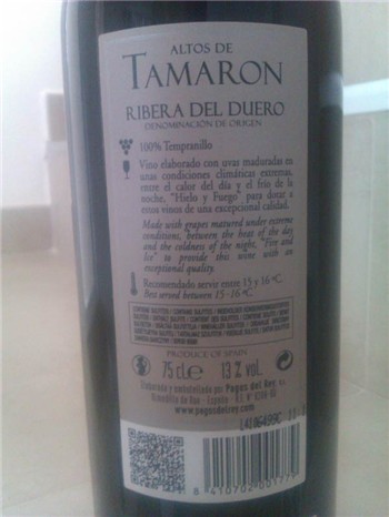 Altos de Tamaron Back Label